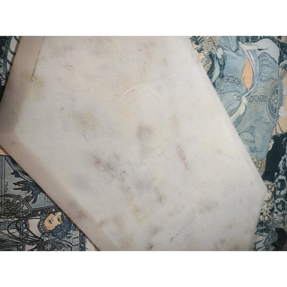 White Marble Hexagon Decorative Tray Beveled Edge Vanity Jewelry Organizer